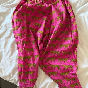 Pink Leopard Print Harem Pants